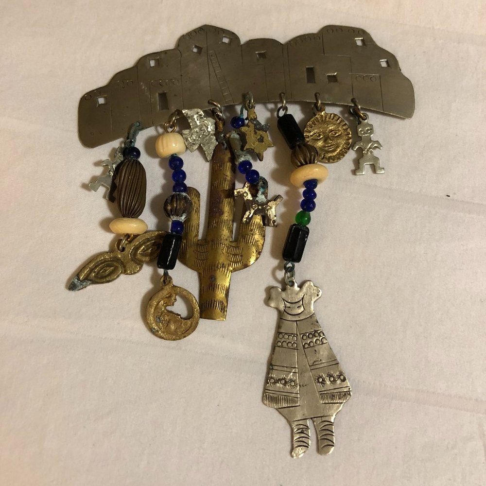 Large Whimsical Southwestern Brooch. *Vintage